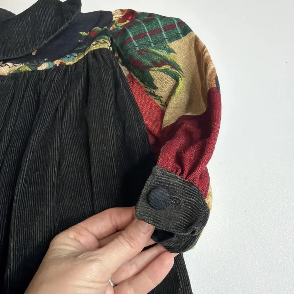 Vintage Traditions Pamela Kline Girls Dress Size 3T Corduroy Floral Cottagecore